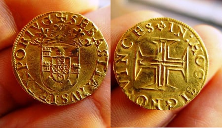 Historic gold coins representing treasure recovered from Florida shipwrecks