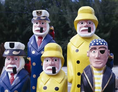 Colorful statues representing the playful character of Key West