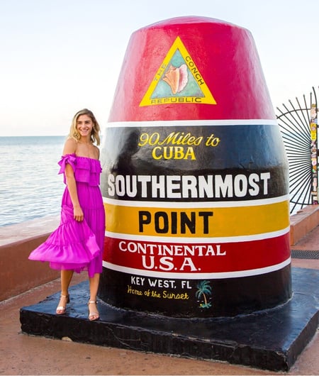 Woman at the USAs Southernmost Point in Key West