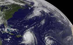 Hurricanes over Caribbean and Atlantic